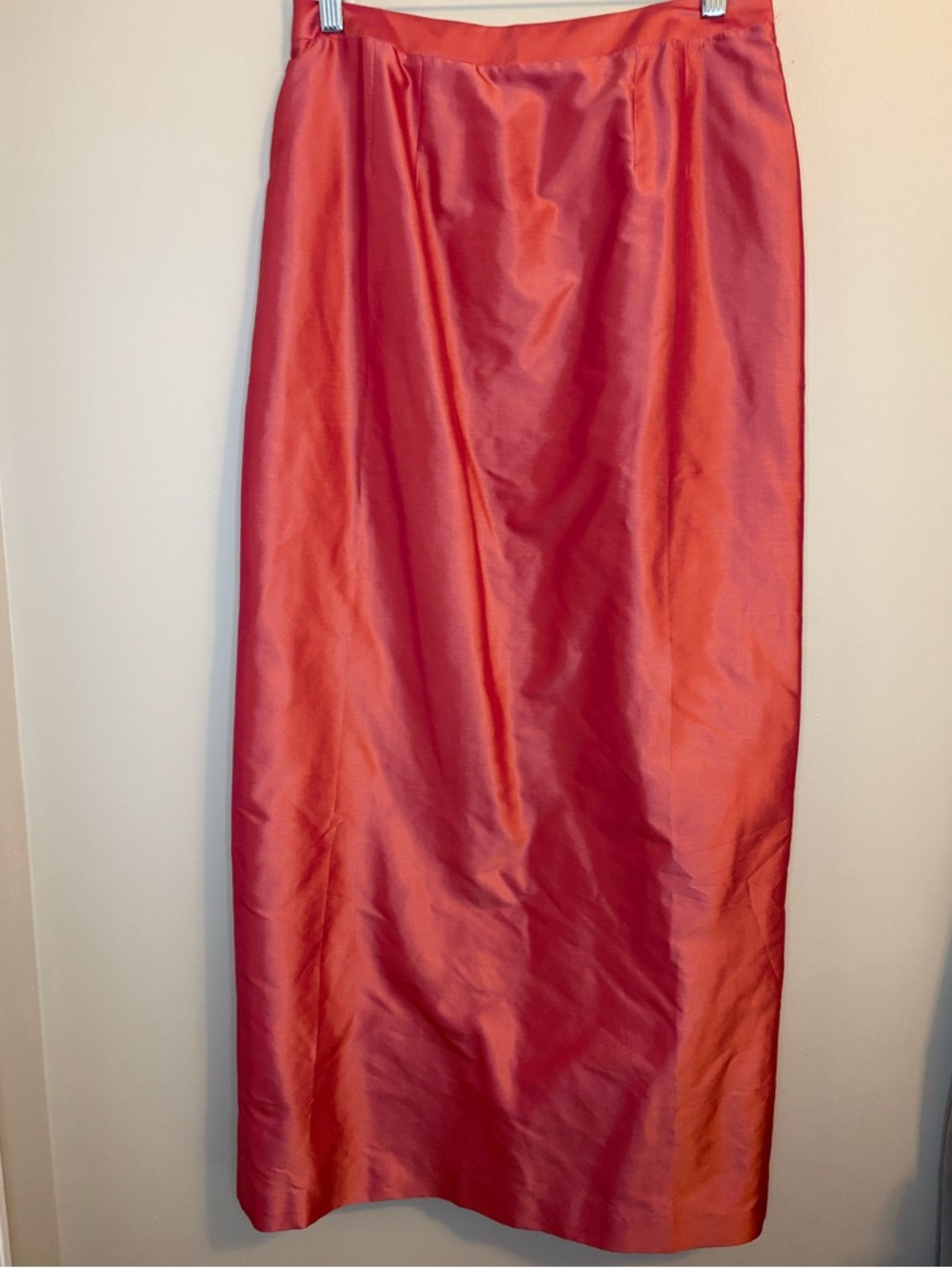 Marisa Baratelli Silk Midi Skirt Coral Pink Shiny Size 8
